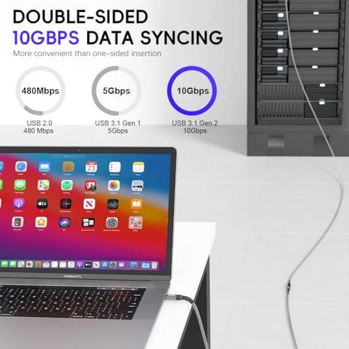 Verilux® PD 100W Type C Extension Cable, 0.5M USB C Male to Female Extension Cable Support 10Gbps Data Transfer, 4K@60Hz HD Video Output Compatible with iPhone 17/16/15, iPad Pro, MacBook Pro, Dell - Image 4