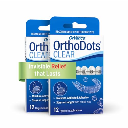 OrthoDots CLEAR Moisture Activated Braces Wax Alternative for Pain Caused by Braces Clear Aligner Trays and Other Orthodontic Appliances OrthoDots Stick Better and Stay on Longer than Dental Wax