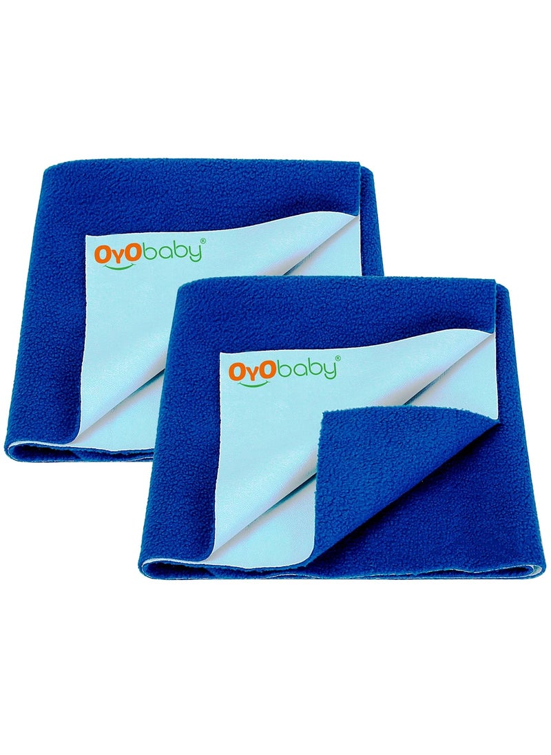 OYO BABY - OYO BABY 100% Waterproof Polycotton Toddler Baby Dry Sheet, Extra Absorbent Infant Bed Sheet for New Born & Toddler Babies, Baby Bed Protector for Toddler Kids, Medium Size, 100 X 70 cm, Royal Blue - Image 1