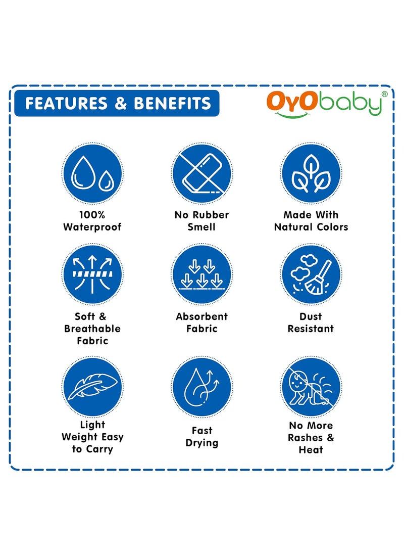 OYO BABY - OYO BABY 100% Waterproof Polycotton Toddler Baby Dry Sheet, Extra Absorbent Infant Bed Sheet for New Born & Toddler Babies, Baby Bed Protector for Toddler Kids, Medium Size, 100 X 70 cm, Royal Blue - Image 1