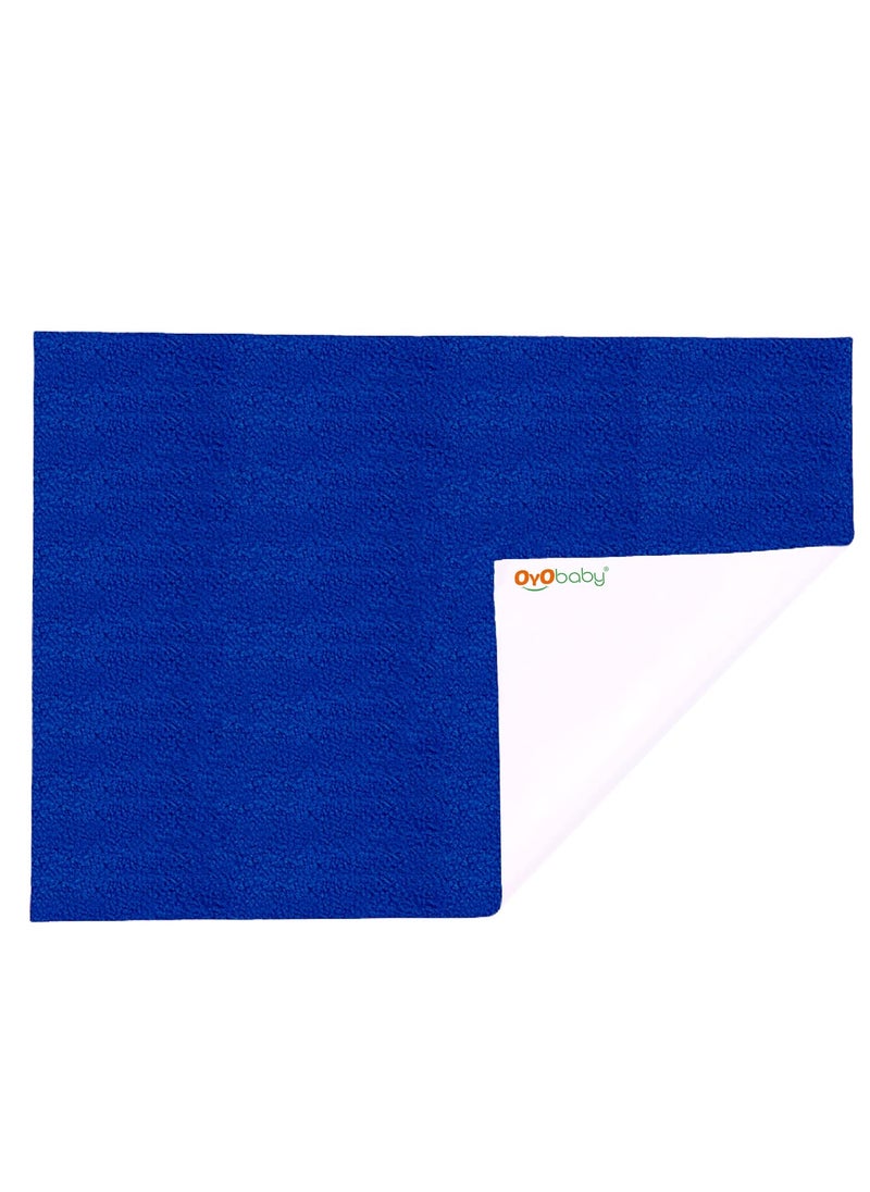 OYO BABY - OYO BABY 100% Waterproof Polycotton Toddler Baby Dry Sheet, Extra Absorbent Infant Bed Sheet for New Born & Toddler Babies, Baby Bed Protector for Toddler Kids, Medium Size, 100 X 70 cm, Royal Blue - Image 1