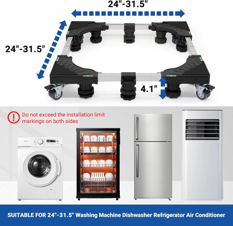 Nefish Upgraded 24-31 Inch Full-size Washing Machine Stand Base with 4 Wheels and 10 Feet Washer and Dryer Dolly Mini Fridge Stands Refrigerator Pedestal for Home Appliance - Image 2
