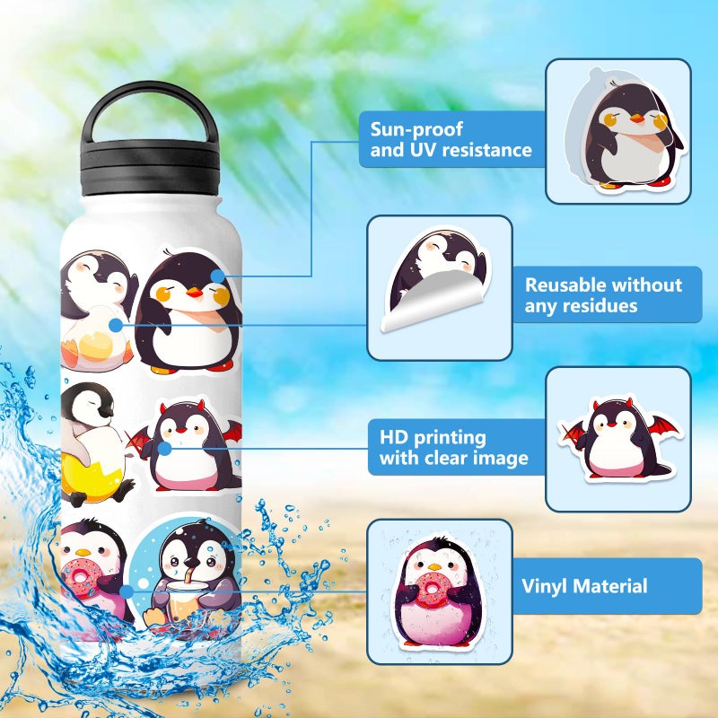 Qitiieli 100 Pcs Penguin Stickers  Cute Animal Decoration Vinyl Waterproof Sticker For Water Bottle Laptop Guitar Phone Skateboard  Kids Gifts  2025 Friend Penguin Decor  For Teen Childrens Girls - Image 5