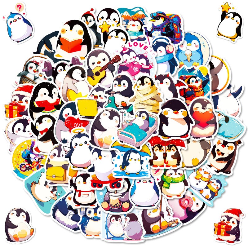 Qitiieli 100 Pcs Penguin Stickers  Cute Animal Decoration Vinyl Waterproof Sticker For Water Bottle Laptop Guitar Phone Skateboard  Kids Gifts  2025 Friend Penguin Decor  For Teen Childrens Girls - Image 1