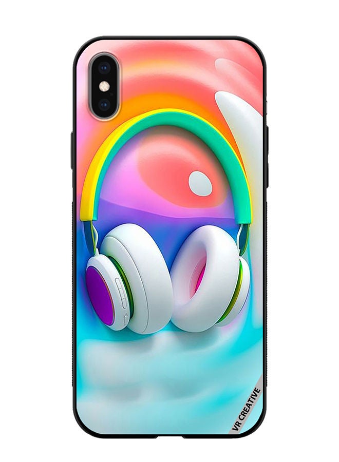 VR CREATIVE Protective Case Cover For Apple iPhone X/XS Music Headphones Design Multicolour - Image 1