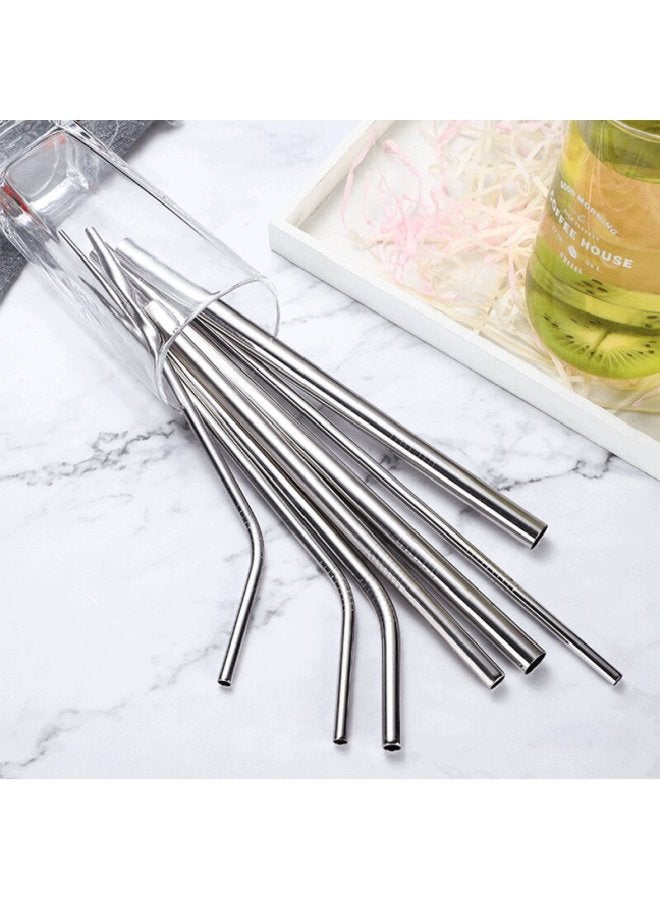 Reusable Stainless Steel Straw Straight Tube Curved Mixing Tube Juice Water Cup Cold Drink Tube 304 Non-shell Straw-Color:8*202 Straight Tube*6+2 Brush Set  - Image 4