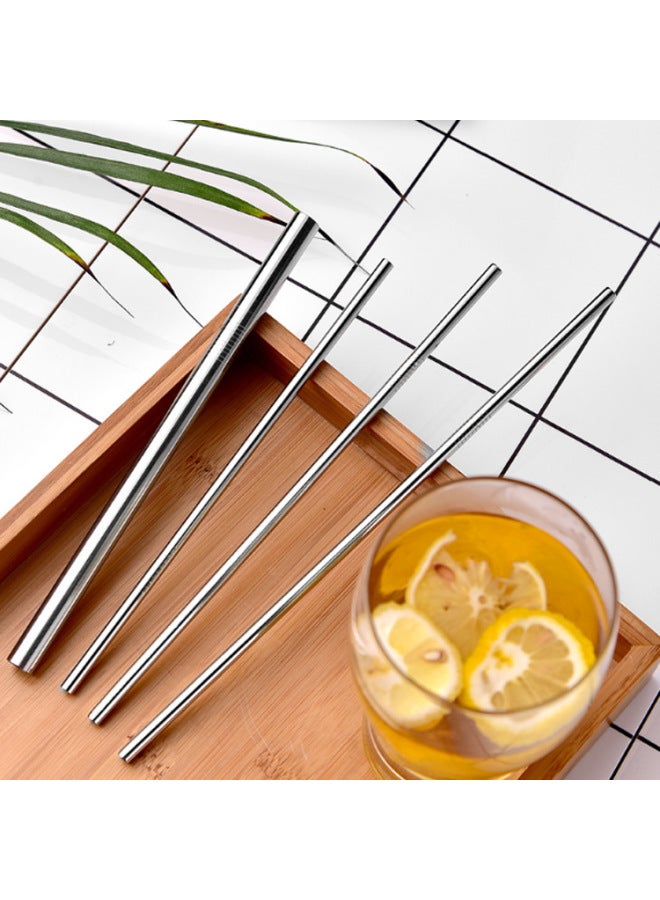 Reusable Stainless Steel Straw Straight Tube Curved Mixing Tube Juice Water Cup Cold Drink Tube 304 Non-shell Straw-Color:8*202 Straight Tube*6+2 Brush Set  - Image 2