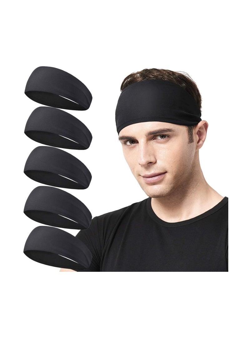 Acozycoo Running Headband,5Pack,Mens Sweatband Sports Headband for Running,Cycling,Basketball,Yoga,Fitness Workout Stretchy Unisex Hairband - Image 1