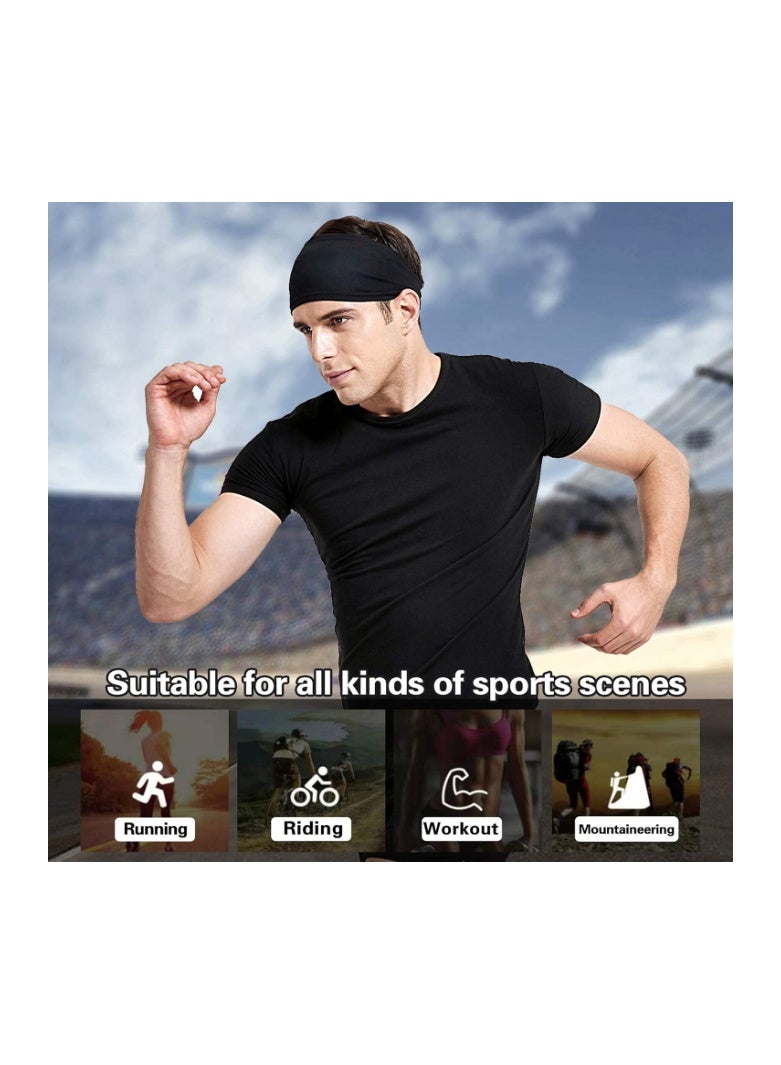 Acozycoo Running Headband,5Pack,Mens Sweatband Sports Headband for Running,Cycling,Basketball,Yoga,Fitness Workout Stretchy Unisex Hairband - Image 2