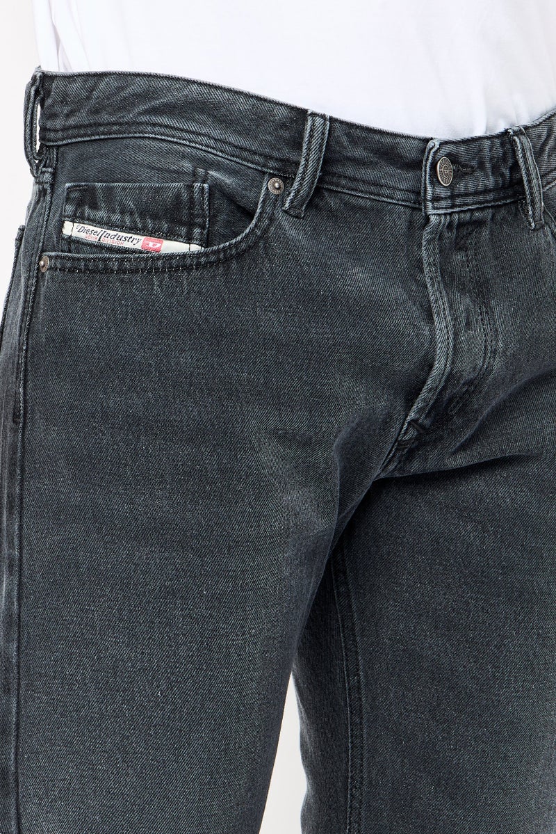 DIESEL Men Regular Fit Washed Stretchable Denim Jeans, Black  - Image 2
