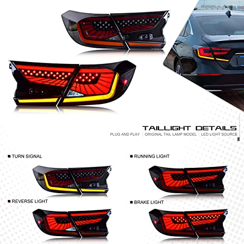 inginuity time LED Tail Lights For Honda Accord 10th Gen 2018 2019 2020 2021 2022 Animation DRL Sequential Indicator Rear Lamp Assembly (Starry Blackout) - Image 2