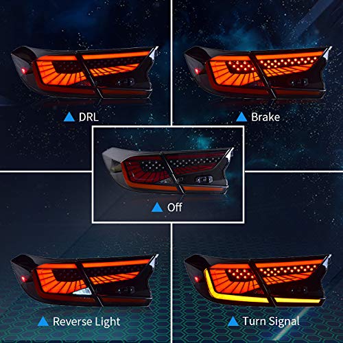 inginuity time LED Tail Lights For Honda Accord 10th Gen 2018 2019 2020 2021 2022 Animation DRL Sequential Indicator Rear Lamp Assembly (Starry Blackout) - Image 5