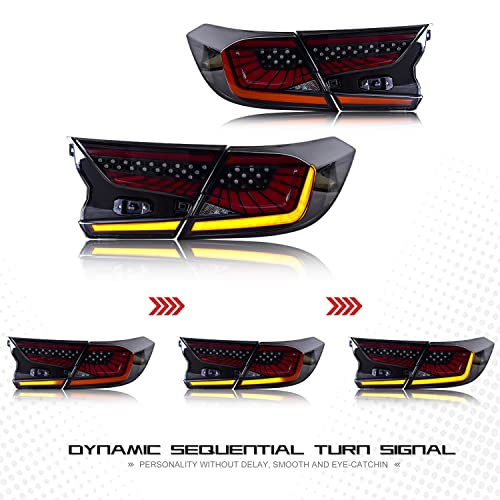 inginuity time LED Tail Lights For Honda Accord 10th Gen 2018 2019 2020 2021 2022 Animation DRL Sequential Indicator Rear Lamp Assembly (Starry Blackout) - Image 3