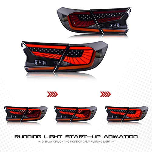 inginuity time LED Tail Lights For Honda Accord 10th Gen 2018 2019 2020 2021 2022 Animation DRL Sequential Indicator Rear Lamp Assembly (Starry Blackout) - Image 4