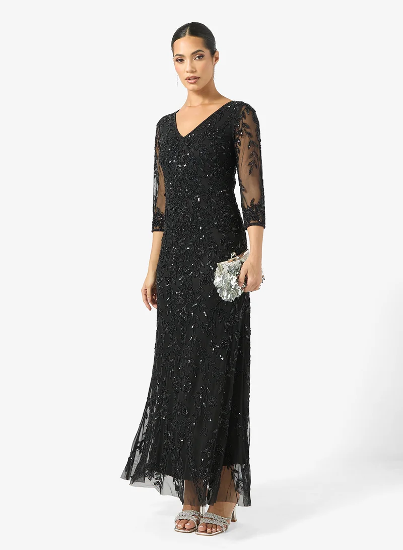 Frock and Frill V-Neck Sequin Maxi Dress