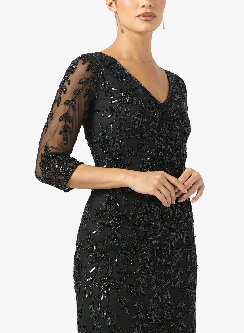 Frock and Frill V-Neck Sequin Maxi Dress