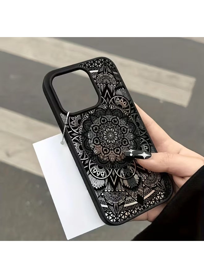 Temu Cashew flower pattern iPhone case, fully enclosed, supports magnetic charging, shock and scratch resistant, durable and stain resistant, compatible with iPhone 16 Pro Max