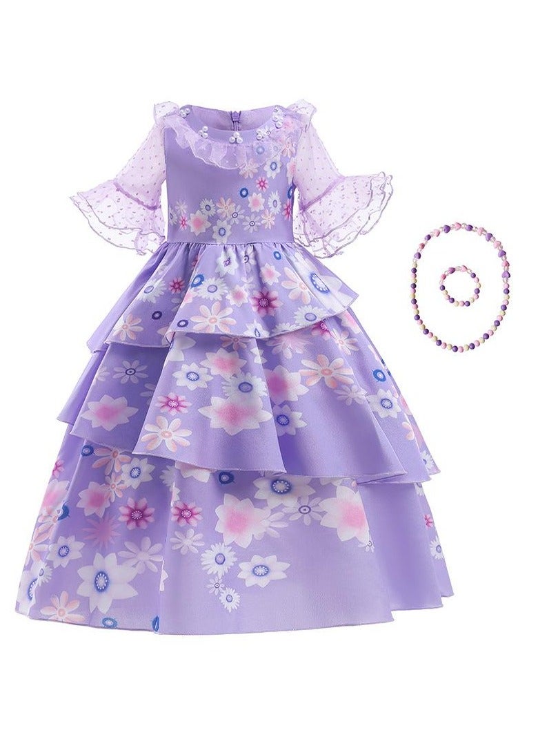 Loquat Children's Role Play Cosplay Costume Dress DJS54 skirt + Bracelet necklace Purple/White  - Image 1