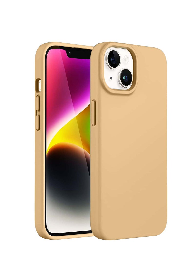 Techie غطاء خلفي ناعم سلس من السيليكون بتقنية مغناطيسية مدمجة، مع بطانة ميكروفايبر داخلية لآيفون 14 - بيج - Image 1