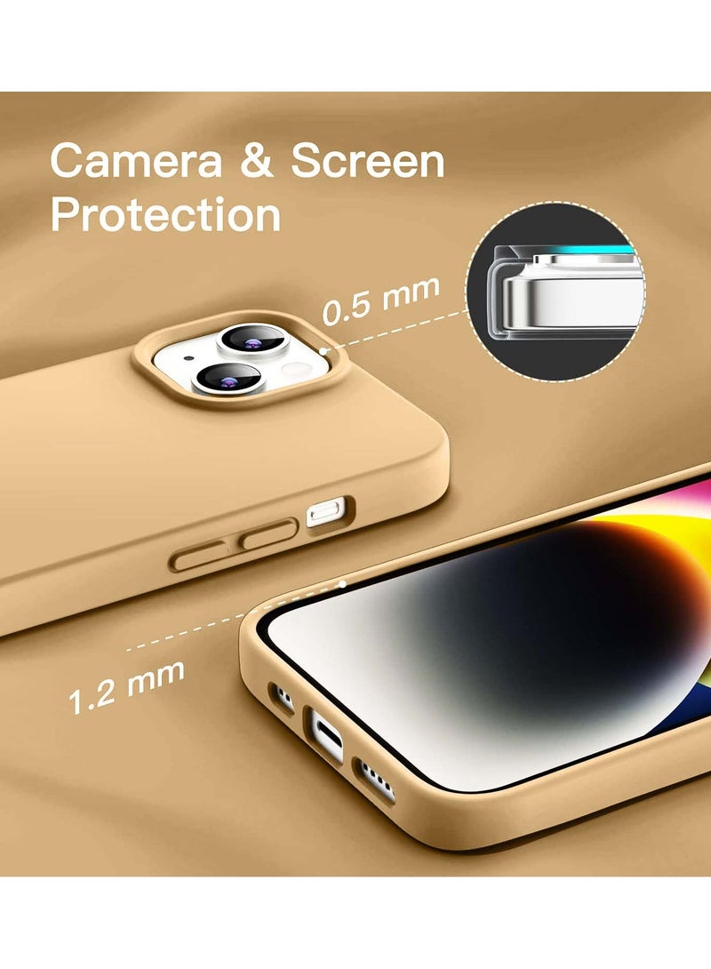 Techie غطاء خلفي ناعم سلس من السيليكون بتقنية مغناطيسية مدمجة، مع بطانة ميكروفايبر داخلية لآيفون 14 - بيج - Image 2