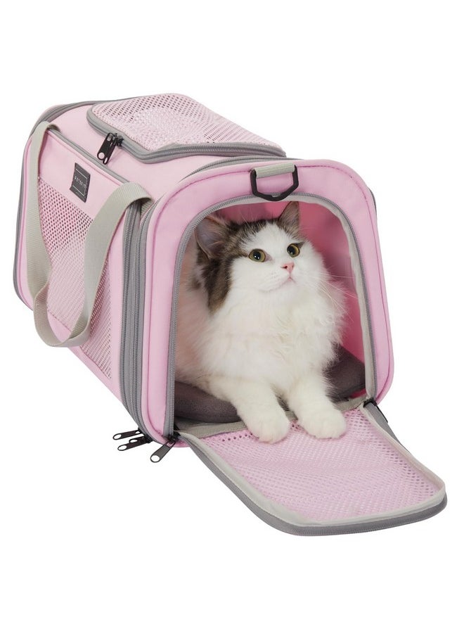 Petsfit Cat Carrier, Pet Carrier Airline Approved, Cat Travel Carrier For Small And Medium Cats Under 12 Lbs, Soft Sided Kitten Carrier With Cozy Extendable Mat, Cat Carrier Bag, Pink  - Image 1