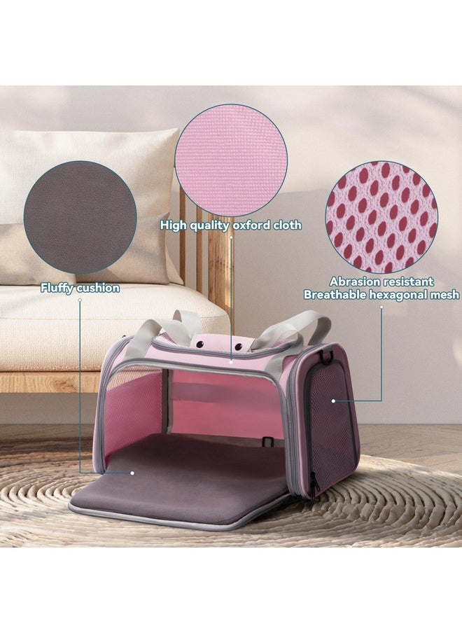 Petsfit Cat Carrier, Pet Carrier Airline Approved, Cat Travel Carrier For Small And Medium Cats Under 12 Lbs, Soft Sided Kitten Carrier With Cozy Extendable Mat, Cat Carrier Bag, Pink  - Image 3