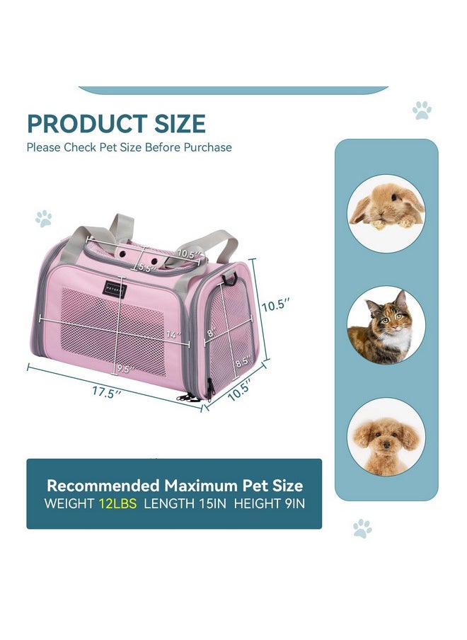 Petsfit Cat Carrier, Pet Carrier Airline Approved, Cat Travel Carrier For Small And Medium Cats Under 12 Lbs, Soft Sided Kitten Carrier With Cozy Extendable Mat, Cat Carrier Bag, Pink  - Image 5