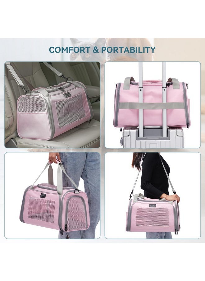 Petsfit Cat Carrier, Pet Carrier Airline Approved, Cat Travel Carrier For Small And Medium Cats Under 12 Lbs, Soft Sided Kitten Carrier With Cozy Extendable Mat, Cat Carrier Bag, Pink  - Image 4