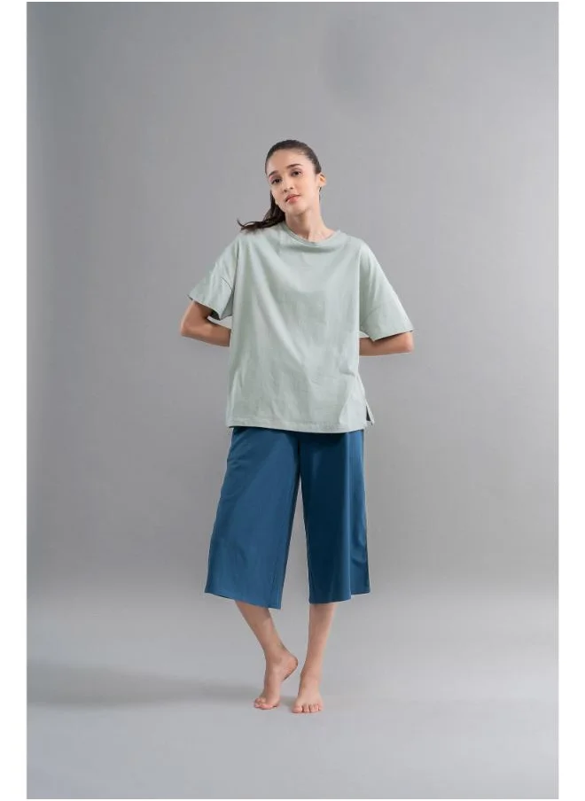نسيسير Sage Teal Cotton Culotte Set