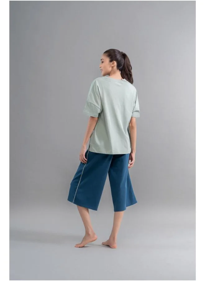 نسيسير Sage Teal Cotton Culotte Set