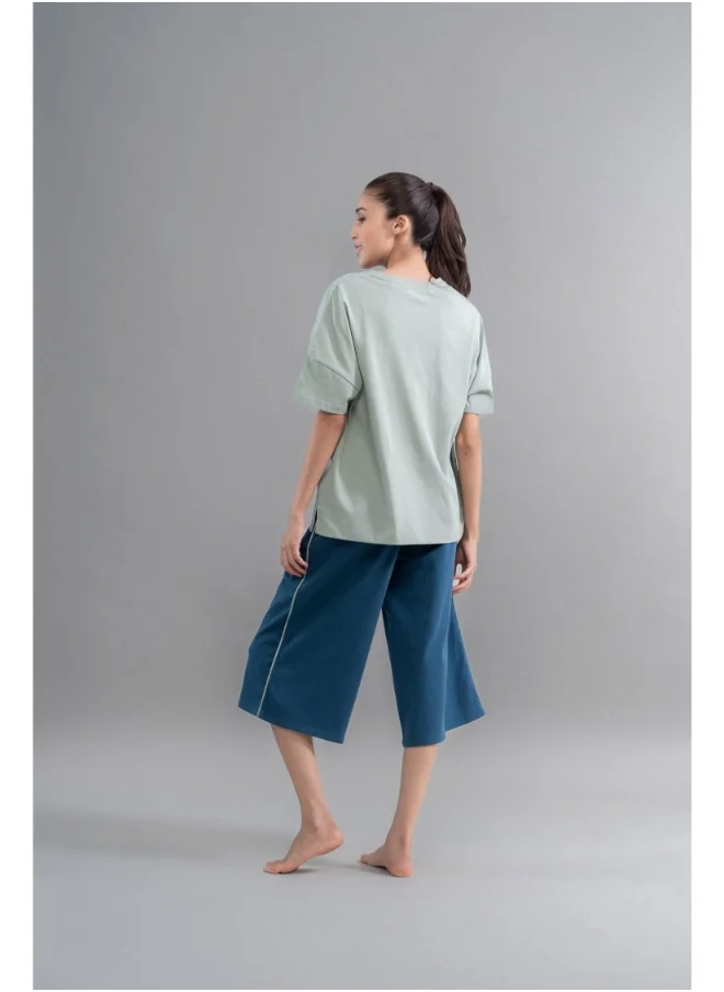 NeceSera Sage Teal Cotton Culotte Set