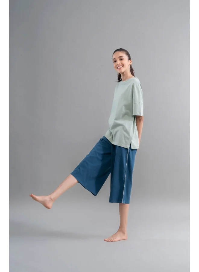 NeceSera Sage Teal Cotton Culotte Set