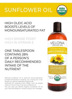 velona Usda Certified Organic Sunflower Oil 64 Oz | 100% Pure And Natural Carrier Oil | High Oleic Refined Cold Pressed | Cooking Skin Hair Body & Face Moisturizing | Use Today Enjoy Results  - Image 3