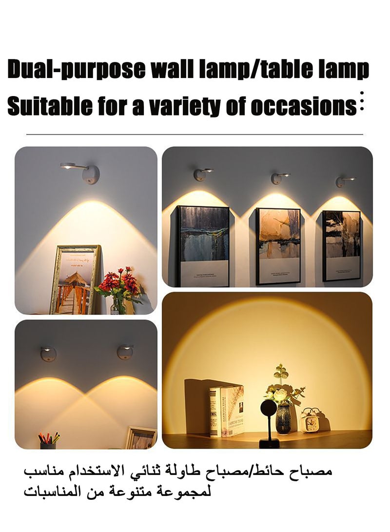 Wall Lamp Motion Sensor Picture Light Cat's Eye Bulb Rechargeable LED 360° Rotation Accent Lighting with Remote Control (Black) - Image 5