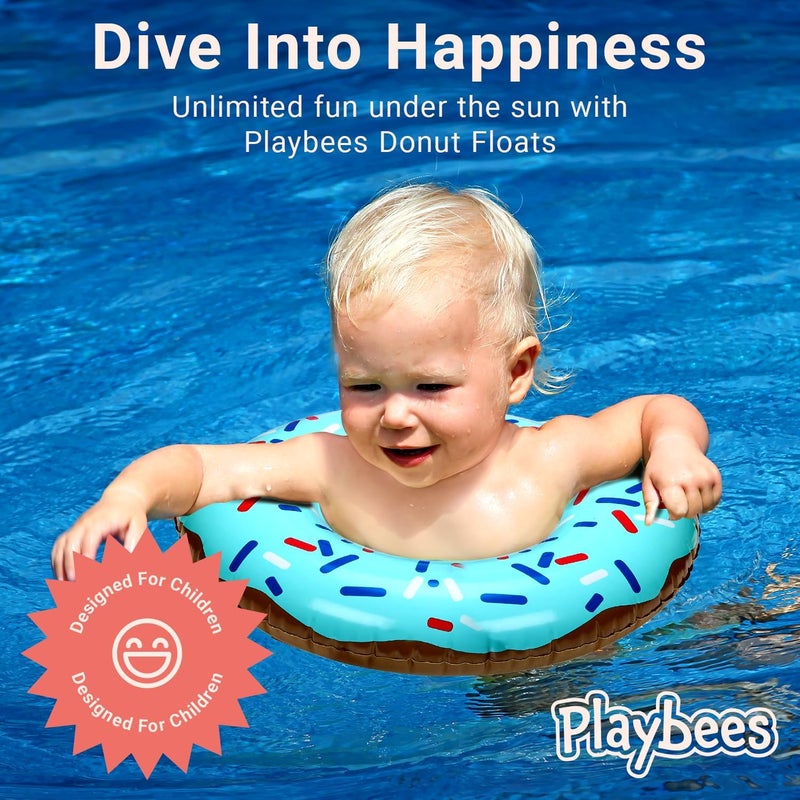 Playbees Sprinkle Donut Pool Floats - 4 Pack - 20 Inch - Inflatable Floaties for Kids - Fun Summer Water Toy for Pool Parties and Decorations - Image 3