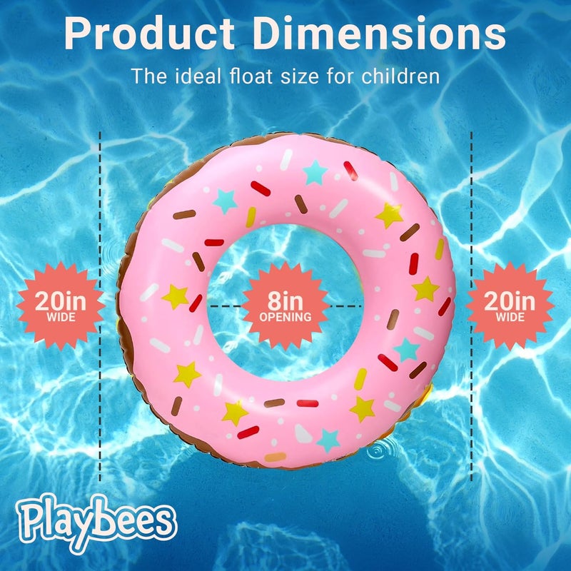 Playbees Sprinkle Donut Pool Floats - 4 Pack - 20 Inch - Inflatable Floaties for Kids - Fun Summer Water Toy for Pool Parties and Decorations - Image 2