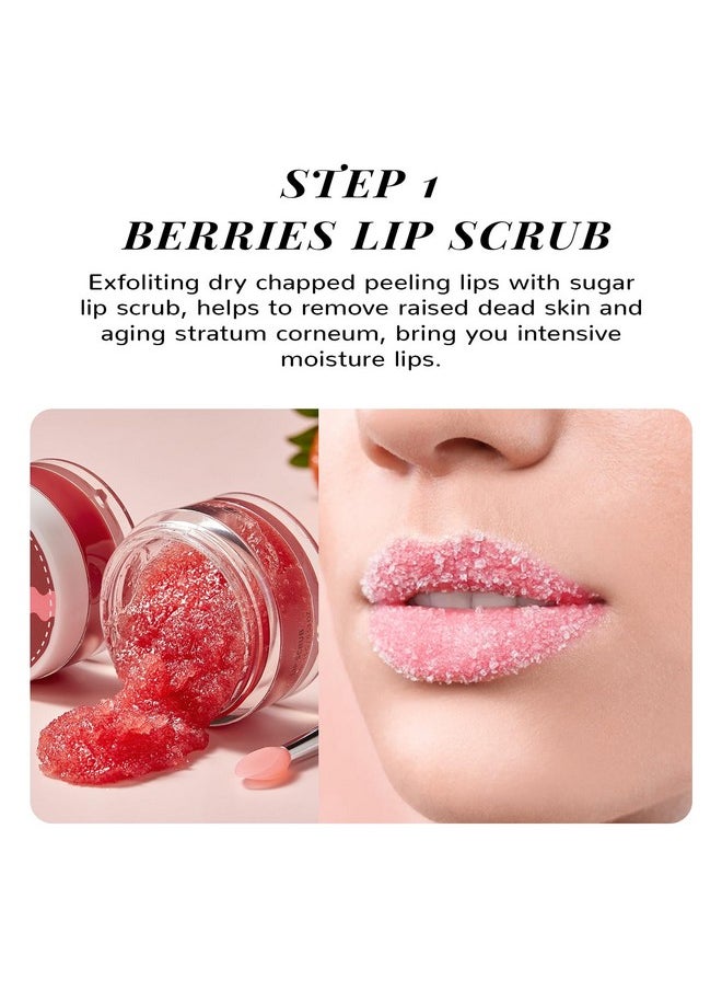 ANAI RUI - Anairui Lip Care Kitlip Mask & Lip Sugar Scrub Setovernight Lip Treatment Sleeping Mask & Lip Exfoliator Scrublip Balm Moisturizer For Dry Chapped Cracked Peel Lips Repair (Berries + Vc) - Image 1