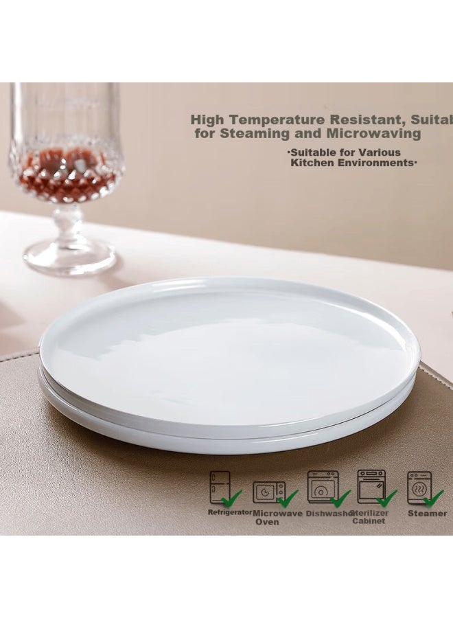Sky Top Ceramic Bone China Dinnerware Pure White Western Style Plate Fruit Breakfast Plate Household Flat Plate 8 Inch 2 Pieces Saucer - Image 5