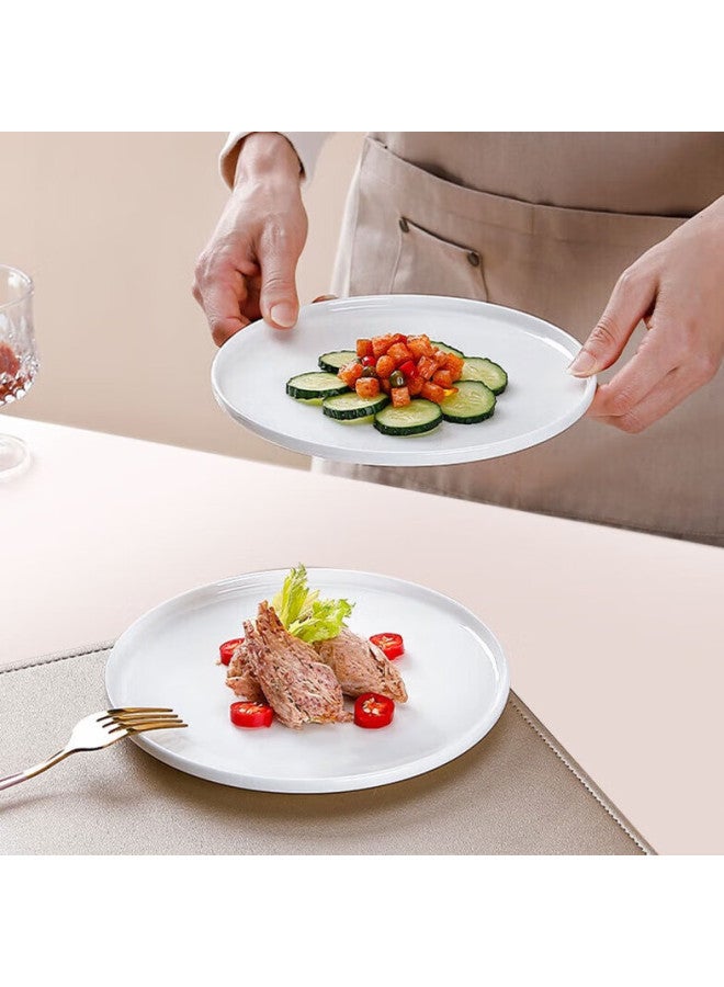 Sky Top Ceramic Bone China Dinnerware Pure White Western Style Plate Fruit Breakfast Plate Household Flat Plate 8 Inch 2 Pieces Saucer - Image 1