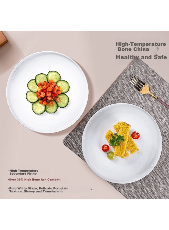 Sky Top Ceramic Bone China Dinnerware Pure White Western Style Plate Fruit Breakfast Plate Household Flat Plate 8 Inch 2 Pieces Saucer - Image 3