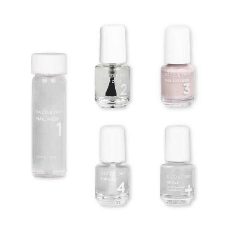 Dazzle Dry Mini Kit 4 Step System - Heartbreaker, a cool dove gray. Full coverage, cream. (5 Piece Kit / 5 Manicures) - Image 1