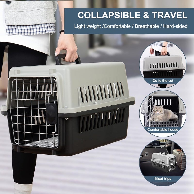 Portable Hard Sided Pet Carrier Carry Breathable Crate Puppy Cage Tote Transport Box Travel Kennel for Cats, Kitten,Dog,Trips Outdoor, Safety closure system, Aeration grids - Image 1