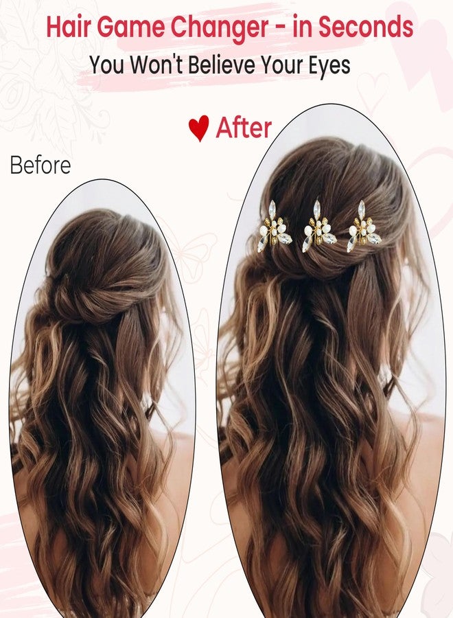 TEMPERIA (3pcs) Diamond Pearl U Pins Hair Accessories for Women & Girls | Stylish Hair Bun Accessories for Wedding, Party & Festive Hairstyles | Metal Hair Pins with Stylish Design - Image 5