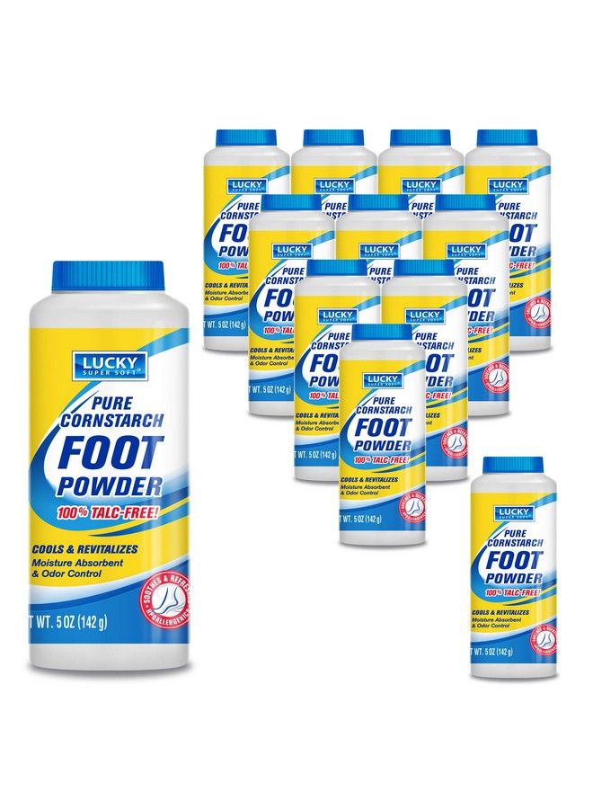 lucky super soft Cornstarch Foot Powder Talcfree Moisture Absorbing Odor Fighting Formula Natural Protection Against Chafing (12 5Ounce Bottles) - Image 2