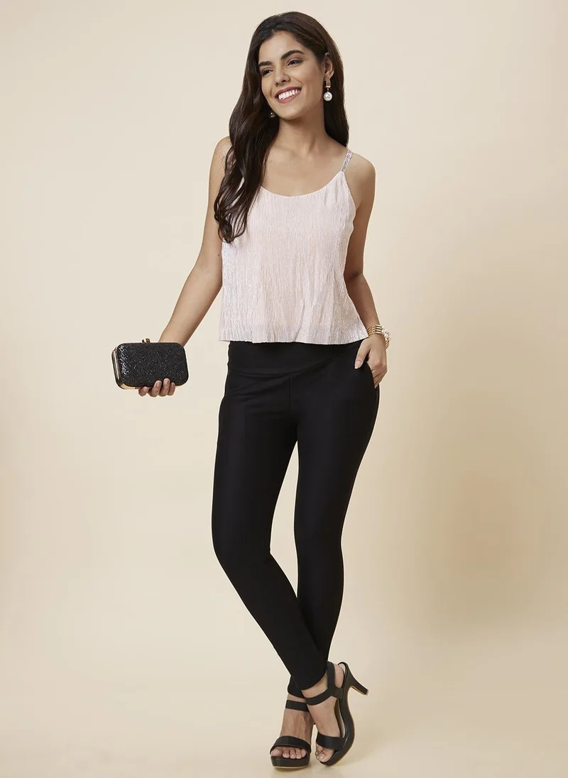 globus Globus Women Pink Shoulder Straps Accordion Pleats Top