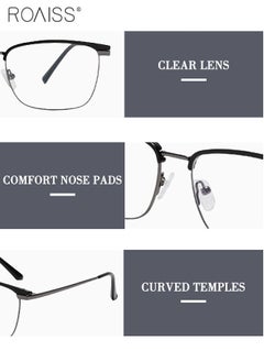 roaiss Blue Light Blocking Glasses Blue Light Filter Computer Reading Gaming TV Phones Browline Eyeglasses Fashion Anti Eyestrain Headache Eyewear for Men Women Black Silver Gray 54mm  - Image 5