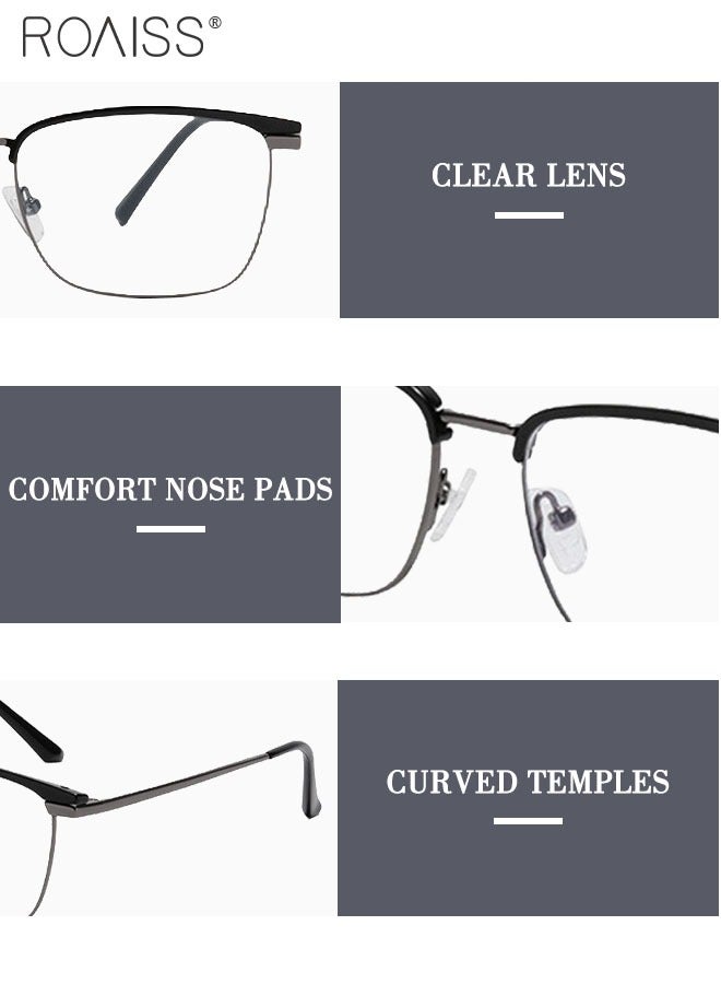 roaiss Blue Light Blocking Glasses Blue Light Filter Computer Reading Gaming TV Phones Browline Eyeglasses Fashion Anti Eyestrain Headache Eyewear for Men Women Black Silver Gray 54mm  - Image 5