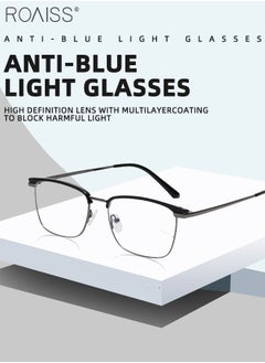 roaiss Blue Light Blocking Glasses Blue Light Filter Computer Reading Gaming TV Phones Browline Eyeglasses Fashion Anti Eyestrain Headache Eyewear for Men Women Black Silver Gray 54mm  - Image 3
