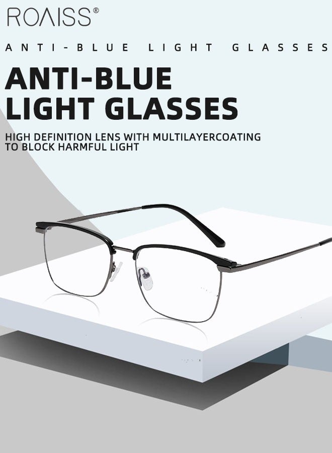 roaiss Blue Light Blocking Glasses Blue Light Filter Computer Reading Gaming TV Phones Browline Eyeglasses Fashion Anti Eyestrain Headache Eyewear for Men Women Black Silver Gray 54mm  - Image 3