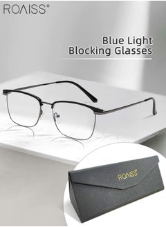 roaiss Blue Light Blocking Glasses Blue Light Filter Computer Reading Gaming TV Phones Browline Eyeglasses Fashion Anti Eyestrain Headache Eyewear for Men Women Black Silver Gray 54mm  - Image 1